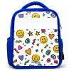 Smiley - Hartje - Ster Kinderrugzak - Blauw middel -3d