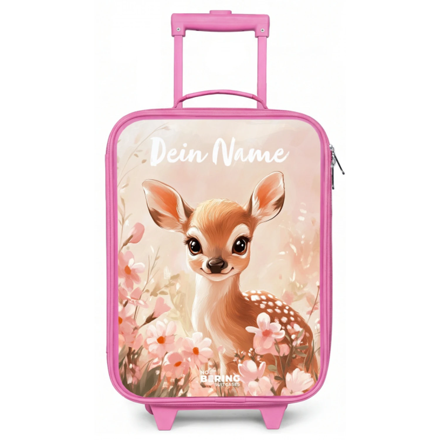 Hertje - Bloemen - Stippen - Roze Kinderkoffer - Roze klein -zz3dotto