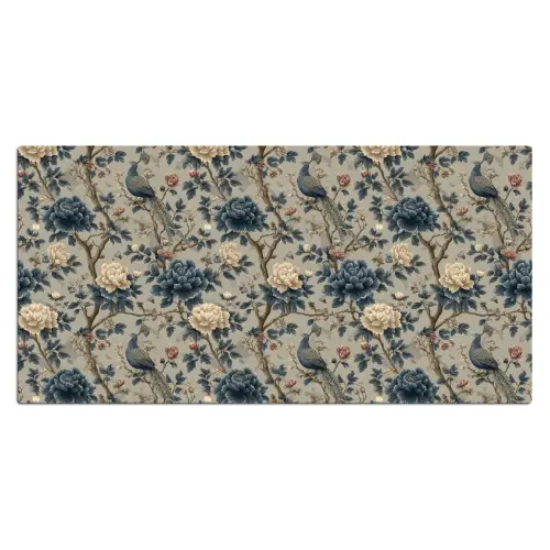Pauw - Bloemen - Blauw Muismat XXL klein 681 -3d_leeg