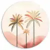 Palmbomen - Heuvels - Minimalistisch - Zachtroze Wandcirkel plexiglas klein -3d