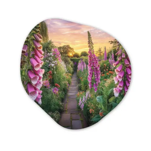 Vingerhoedskruid - Bloemen - Tuin Wandcirkel Organisch Plexiglas middel -3d