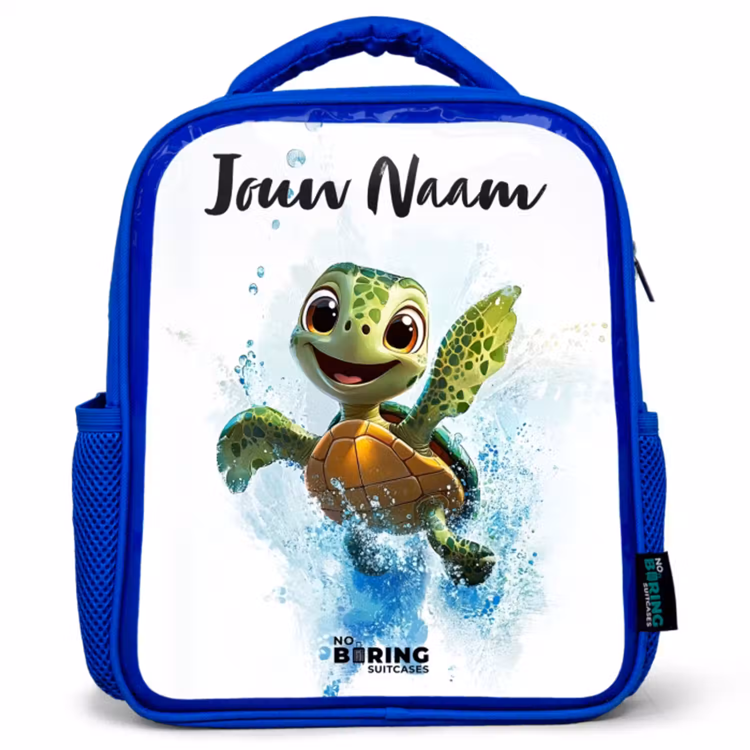 Kinderrugzak met naam - Blauw - Schildpad - Water - Groen