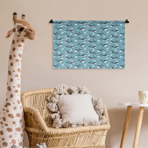 Klein - Oceaan - Walvis - Zeester Wandkleed katoen klein 269 -wsfeer5_kind