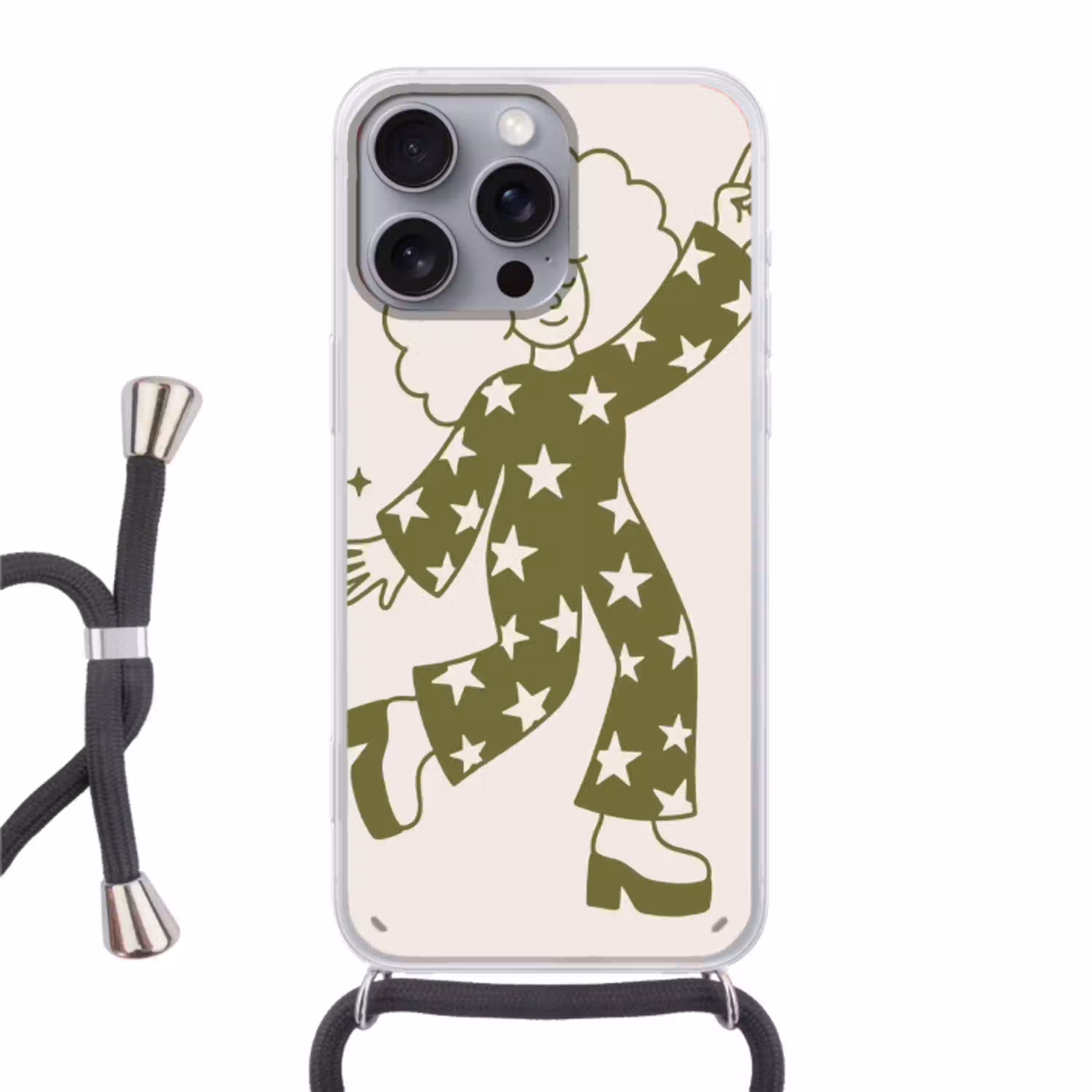 Mensen - Dansend - Feest - Vintage - Groen Hoesje iPhone 16 Pro Max met koord klein -3d