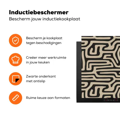 Grafisch - Lijnen - Zwart Inductie beschermer vinyl 3mm klein 276 -zzzzzzz-td-ups