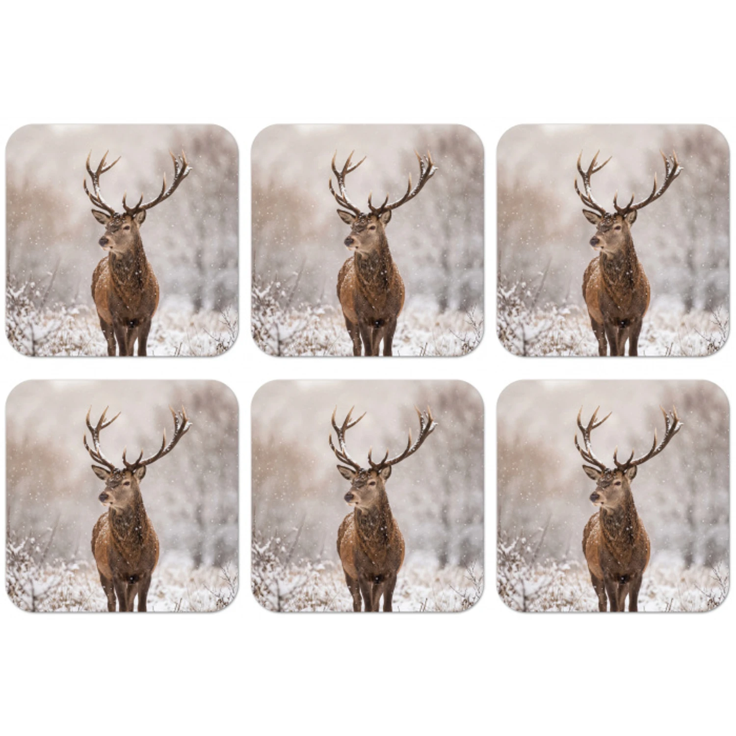 Edelhert - Bos - Sneeuw - Winter - Majestueus onderzetter kurk middel -zkaufland3dotto