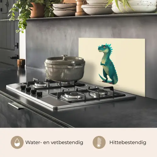 Dinosaurus - Turquoise - Stekels keuken achterwand spatscherm klein -usp_NL