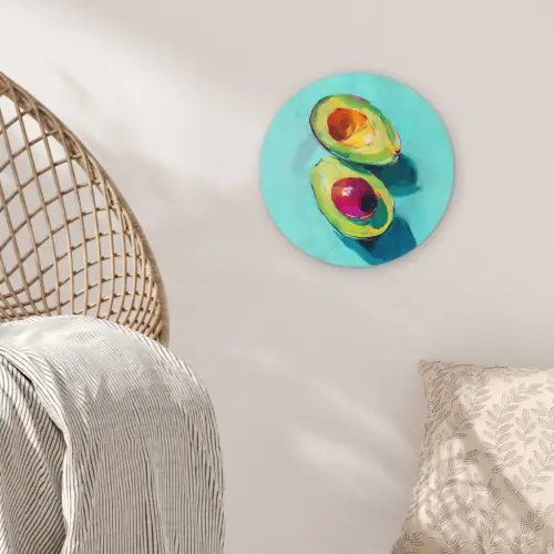Avocado - Groen - Pit - Schaduw Wandcirkel kunststof plaat 5mm dik klein -sfeer5