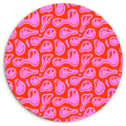 Valentijn - Smiley - Rood - Roze Wandcirkel plexiglas klein 852 -3d