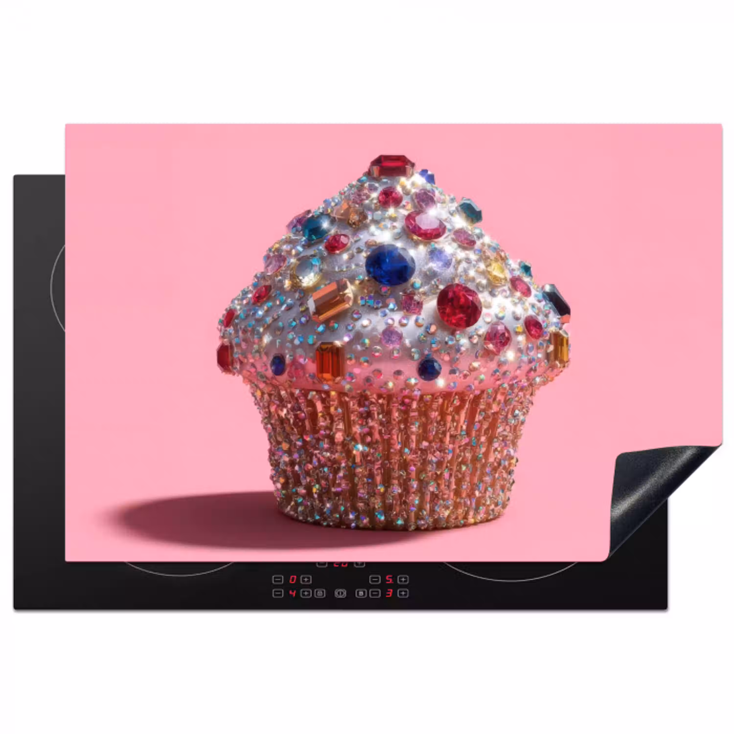 Cupcake - Kleurrijk - Edelstenen Inductie beschermer vinyl 3mm klein -3d