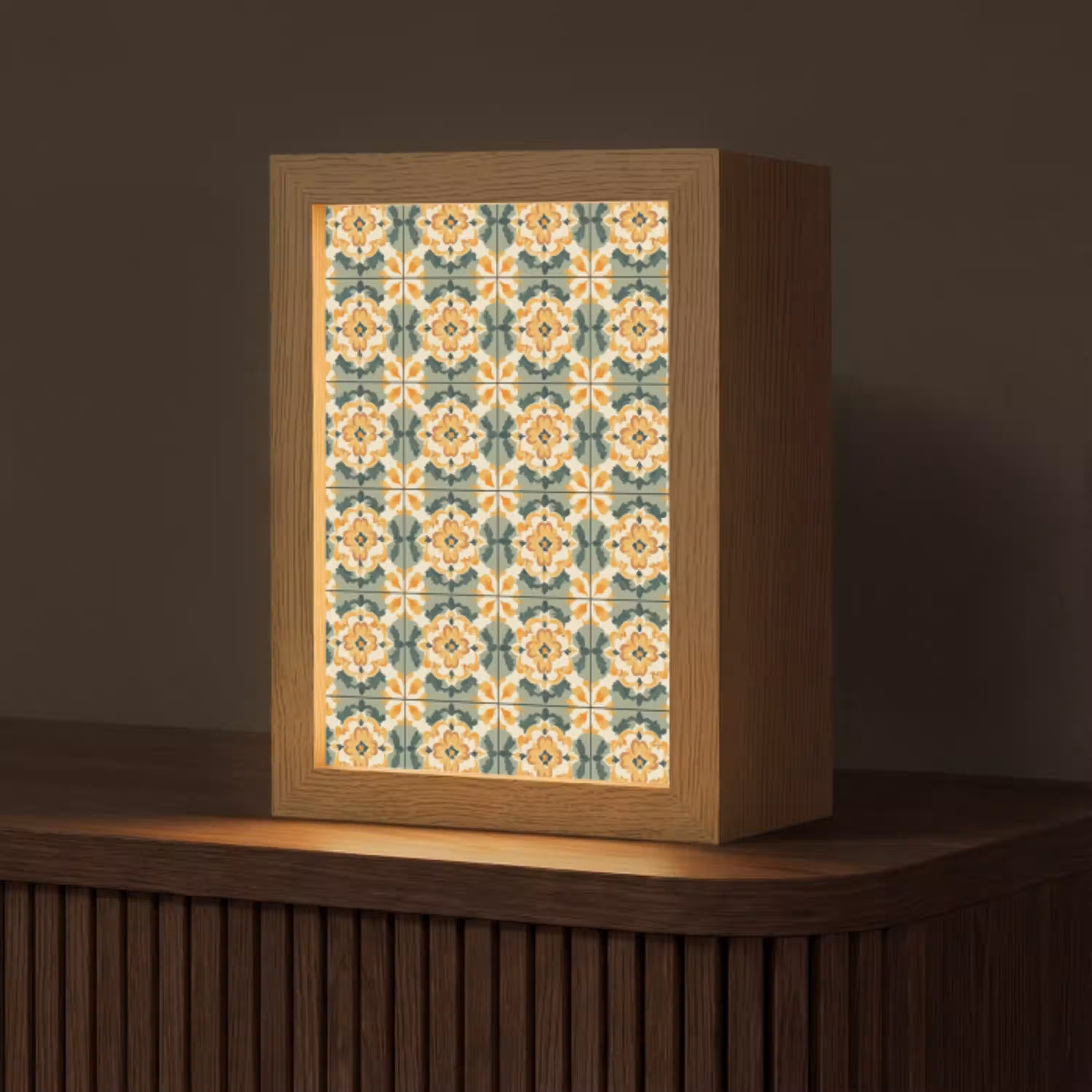 Keramiek - Verweerd - Kleurrijk Light Box met kabel (Tafellamp) klein 925 -z3d_website