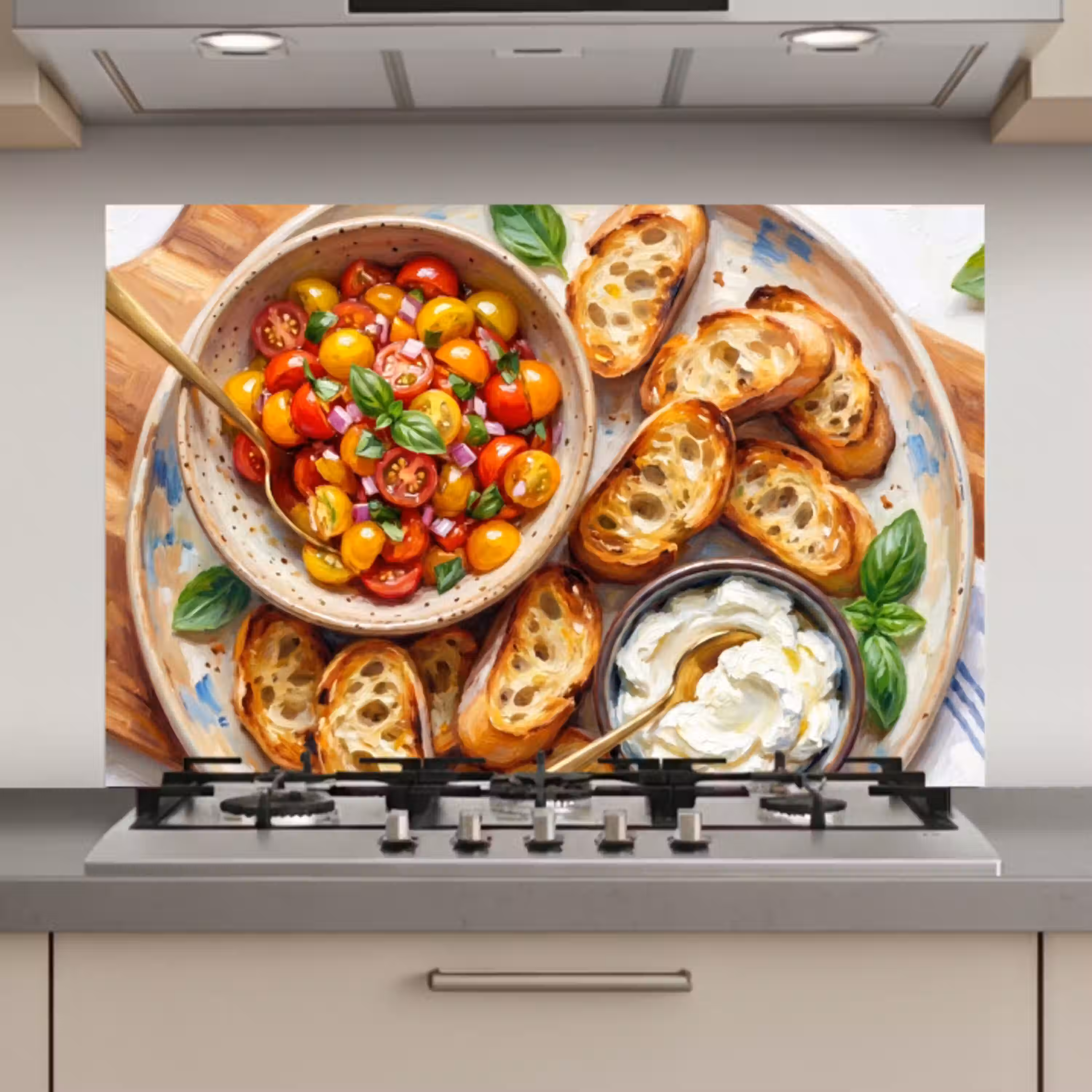 Eten - Tomaat - Brood - Kleurrijk - Keuken keuken achterwand spatscherm klein -3d_website