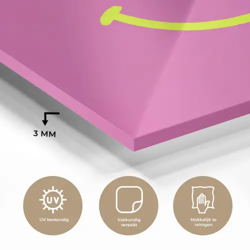 Smiley - Vrolijk - Roze plexiglas 5mm klein -sfeer2