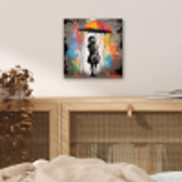 Meisje - Kunst - Paraplu - Graffiti - Kleuren - Muur aluminium wit klein -sfeer3