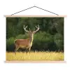 Hert - Gewei - Gras - Natuur - Dieren - Groen textielposter latten blank klein -3d