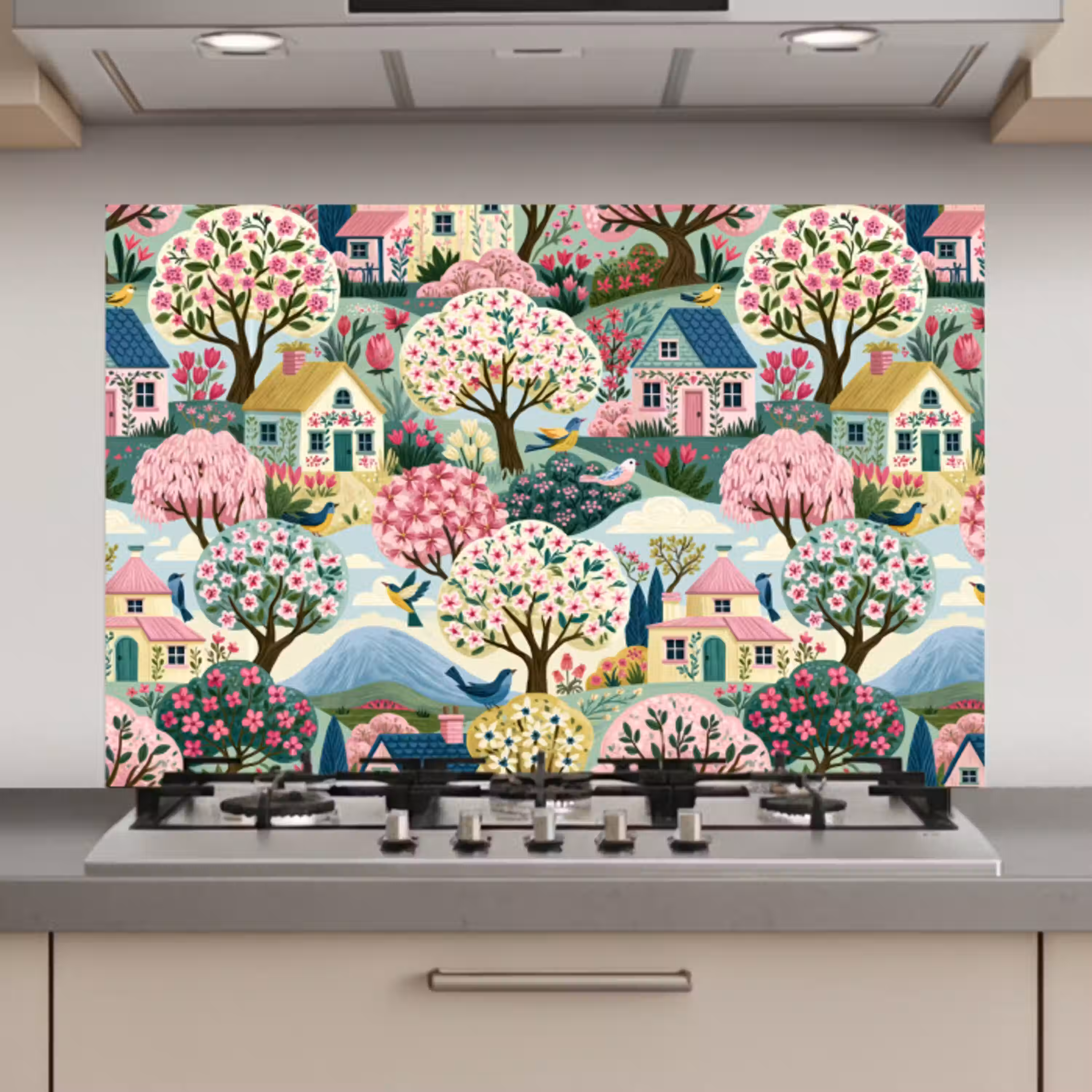 Nostalgisch - Idyllisch - Kleurrijk keuken achterwand spatscherm klein 900 -3d_website