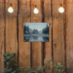 Bos - Meer - Mist - Natuur - Grijs tuinposter los doek klein -sfeer1