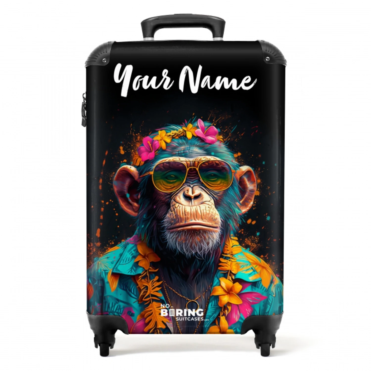 Chimpansee met Hawaii Blouse NBS - Handbagage koffer - Kinderen Unisex middel -productfoto_recht