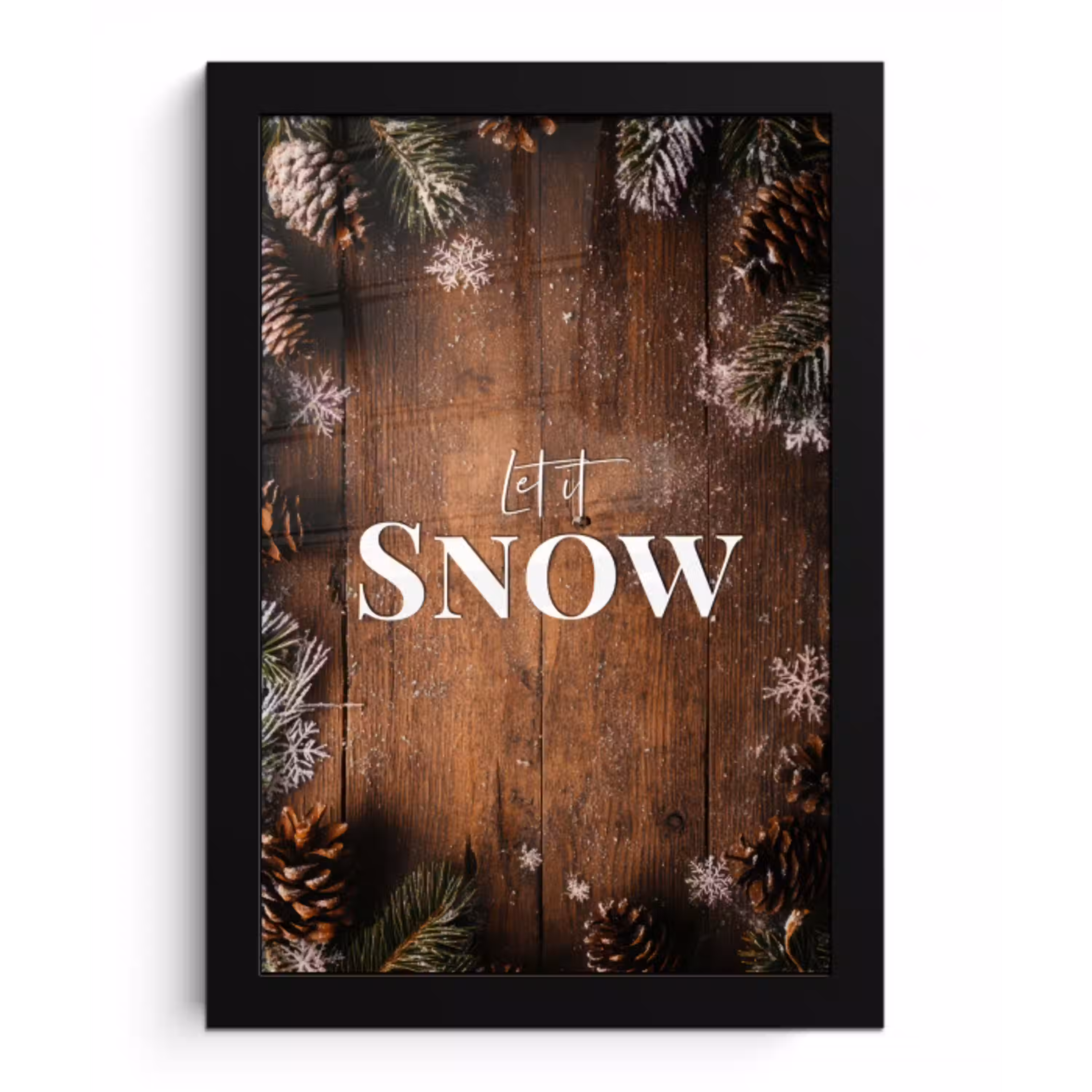 Sneeuw - Houtlook - Quote - Let it snow fotolijst zwart zonder passe partout klein -3d