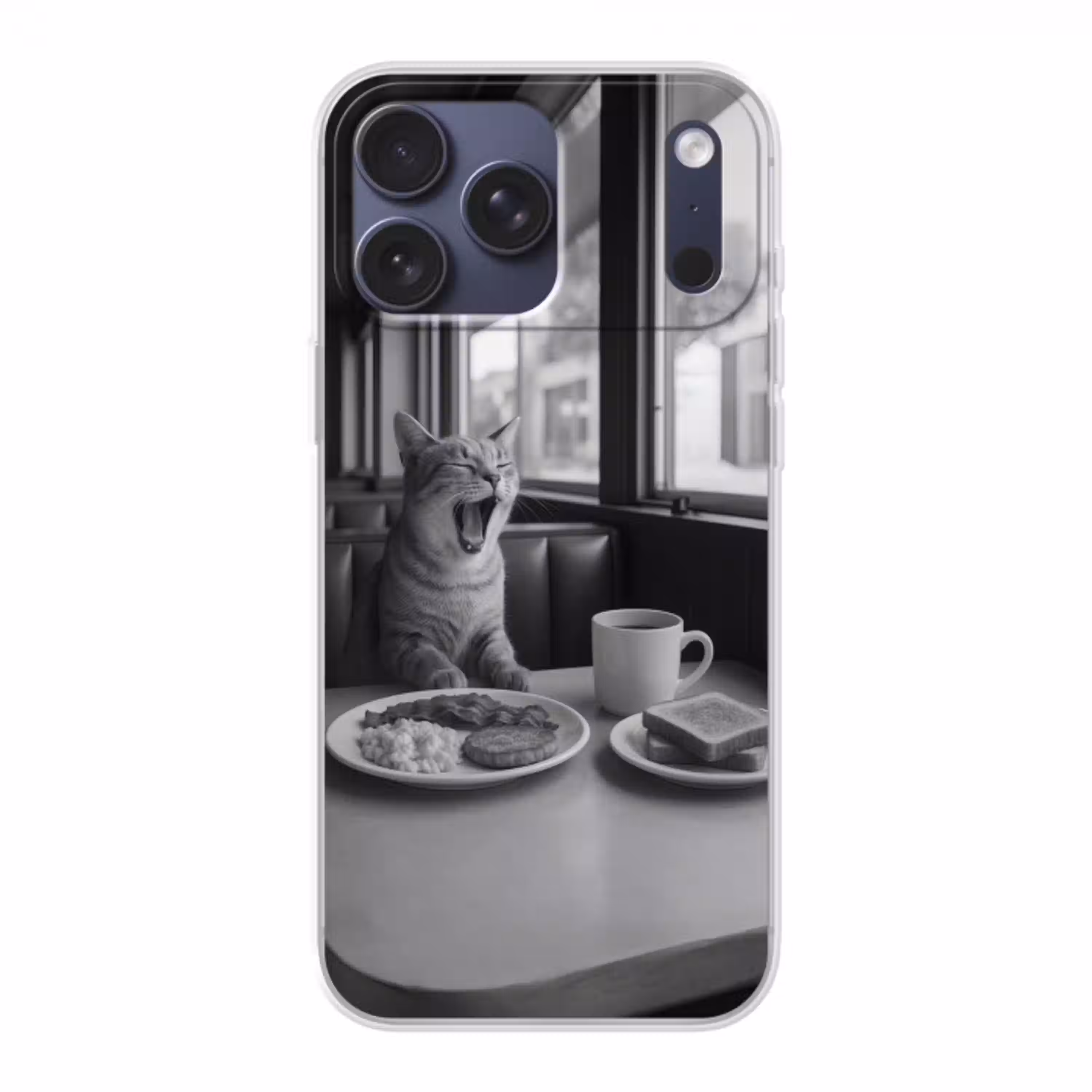 Kat - Koffie - Brood - Zwart Telefoonhoesje iPhone 17 Pro Max klein -3d