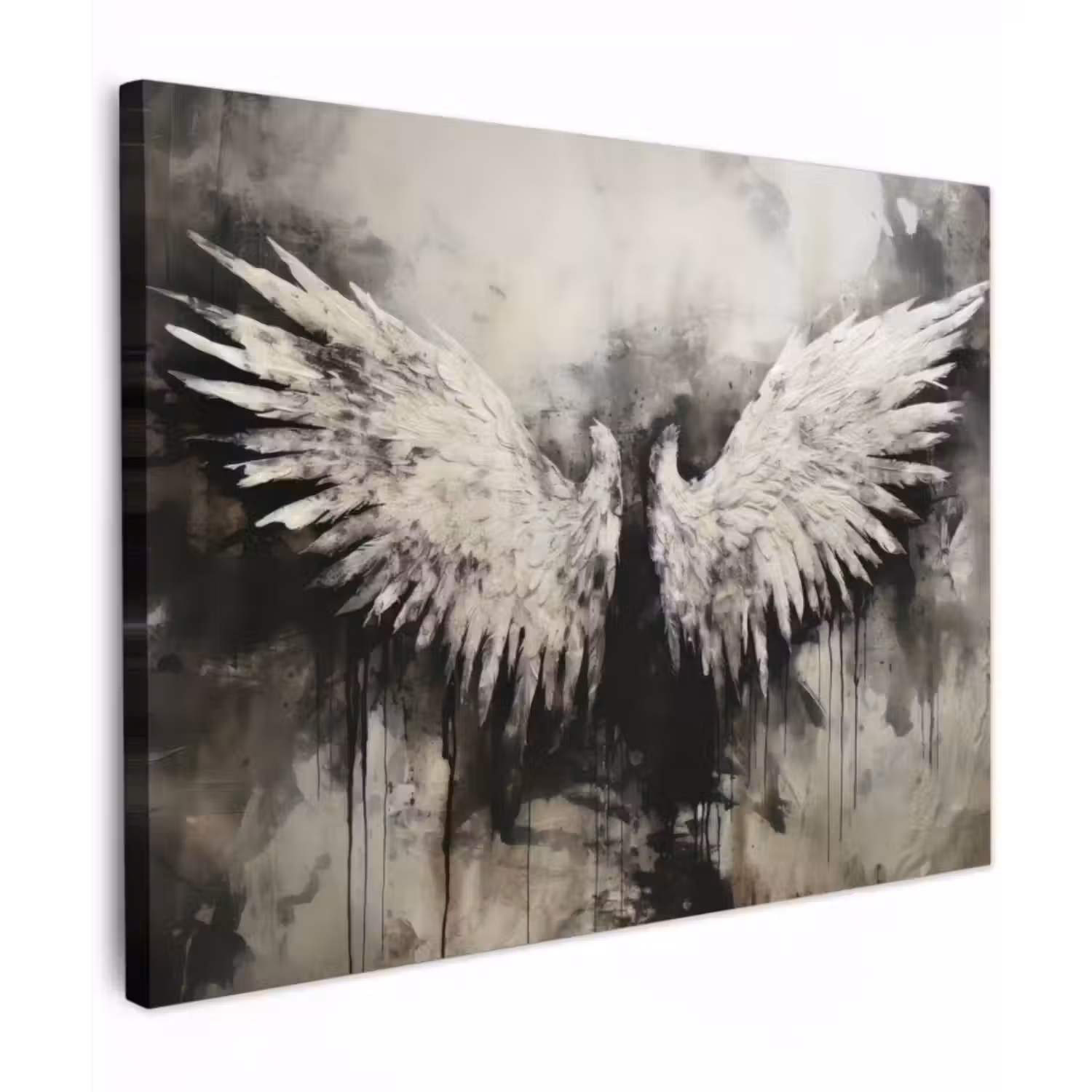 Canvas schilderij - Engel - Vleugels - Zwart - Wit
