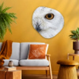 Sneeuwuil - Oog - Wildlife - Wit Wandcirkel Organisch Aluminium middel -sfeer4