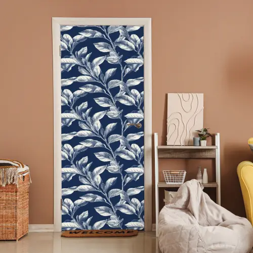 Botanisch - Patroon - Blauw deurposter klein 289 -sfeer1