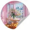Pink - City - Bloemen Wandcirkel behangsticker klein -3d