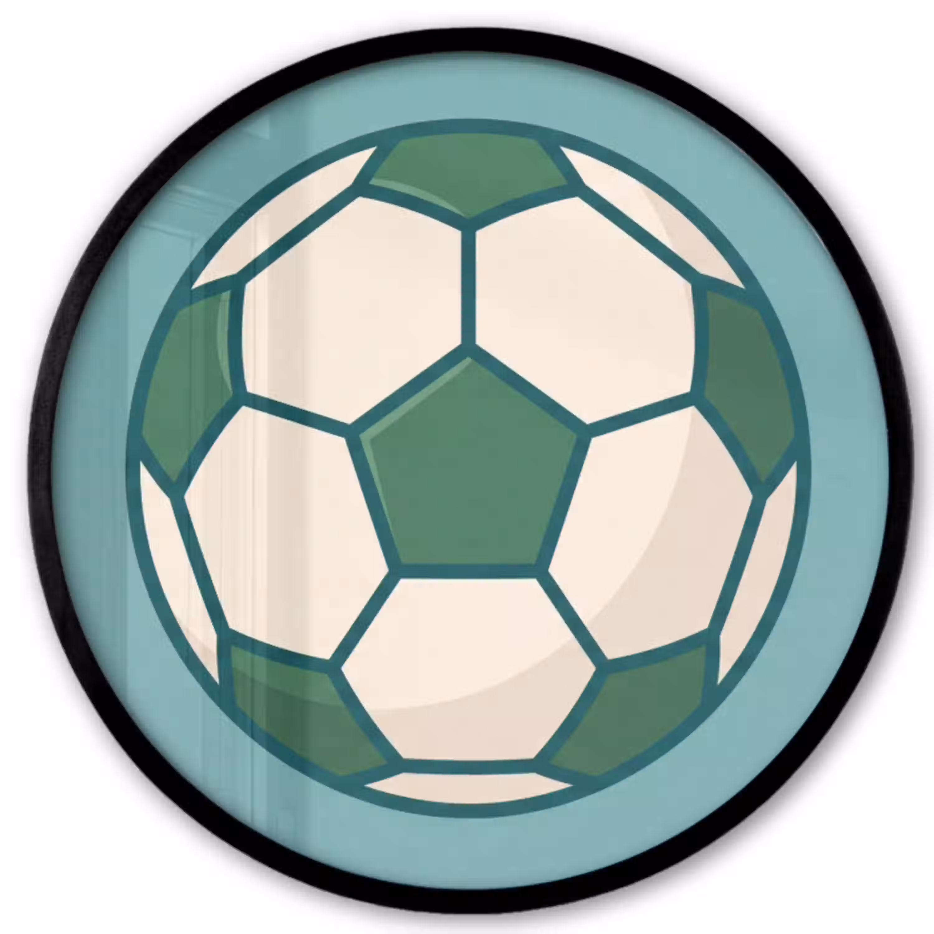 Voetbal - Geometrisch - Sport - Illustratie - Blauwgroen Fotolijst rond zonder passe partout klein -3d
