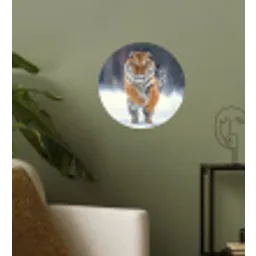 Tijger - Landschap - Sneeuw - Winter - Dieren Wandcirkel behangsticker klein -sfeer2