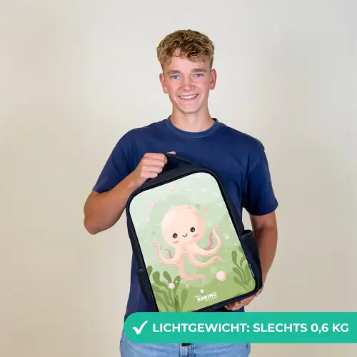 Roze octopus met een lach Rugzak - Zwart middel -sfeer7_NL