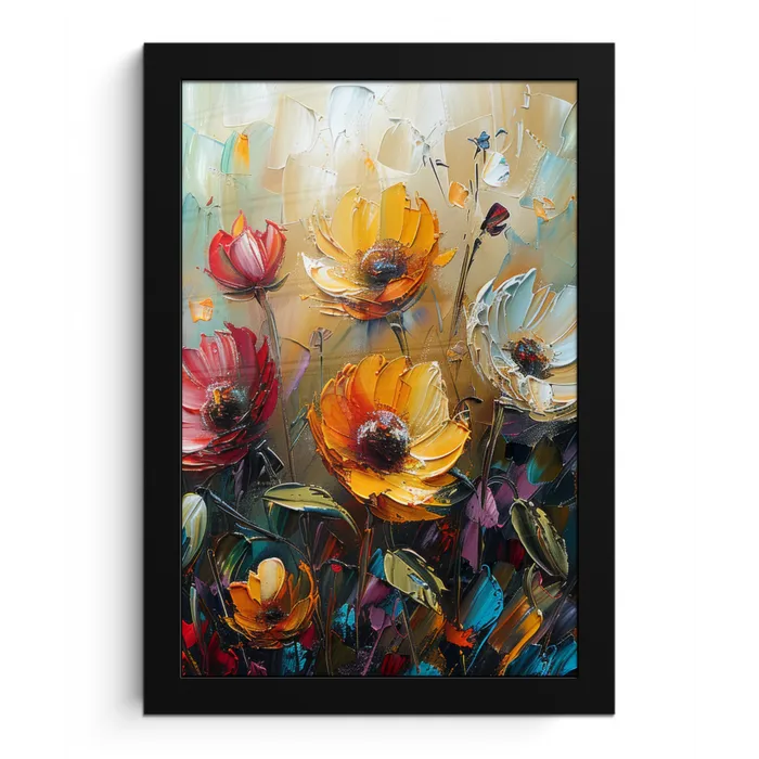 Watercolor - Bloemen - Kunst - Modern fotolijst zwart zonder passe partout klein -3d