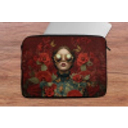 Bloemen - Dieprood - Zonnebril - Vrouw laptophoes neopreen klein -tafel