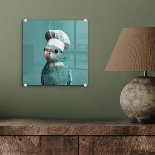 Parkiet - Vogel - Koksmuts - Cute plexiglas 5mm klein -sfeer3