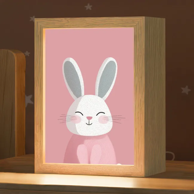 Nachtlampje - Illustratie - Konijn - Roze - Minimalistisch
