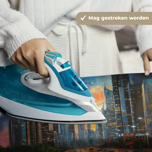 Auto - Skyline - Zon - Blauw Wandkleed katoen klein -sfeer9