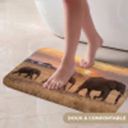 Olifanten - Savanne - Zonsondergang - Afrika - Warm Badmat klein -USP_ZachtFR