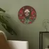 Bloemen - Dieprood - Zonnebril - Vrouw Akoestische PET Vilt - Rond klein -sfeer2