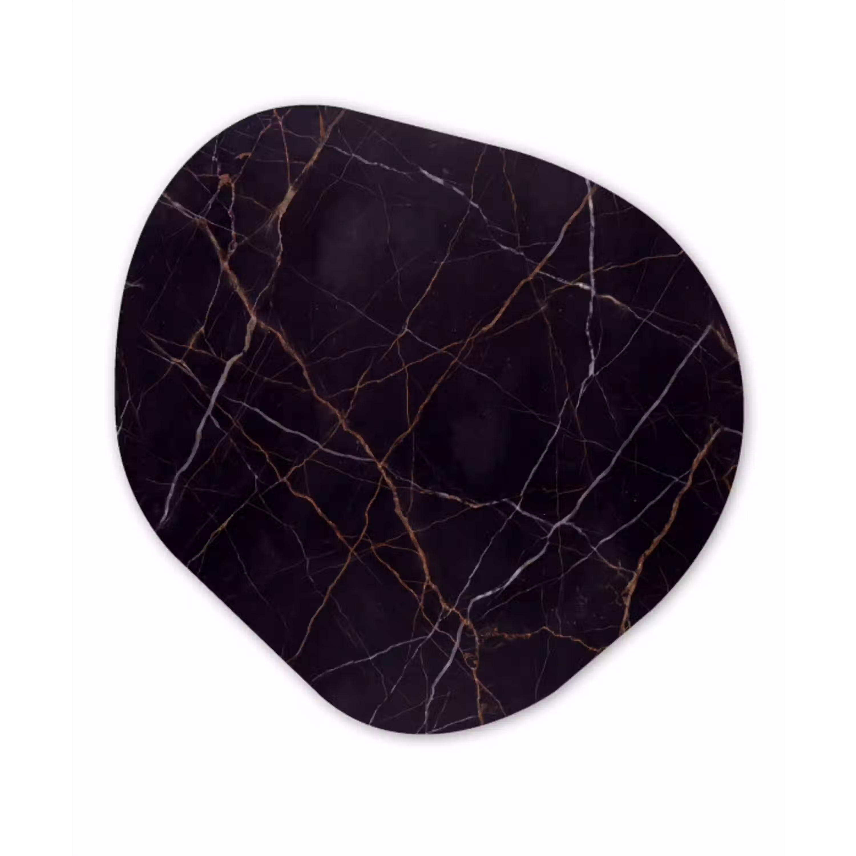 Natuursteen - Marmerpatroon - Abstract - Modern - Zwart - Goud Wandcirkel Organisch Forex 3mm klein -3d