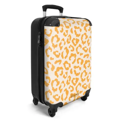 Dierenprints - Panterprint koffer in oranje en crèmekleur NBS - Handbagage koffer - Unisex middel -productfoto_3d