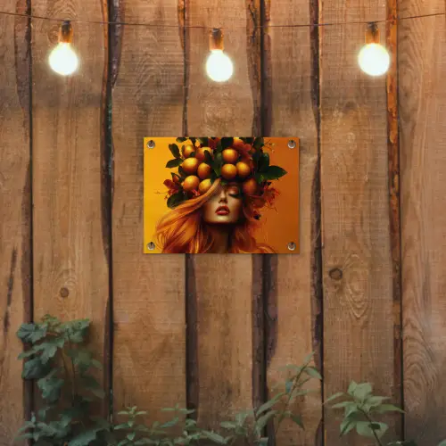 Vrouw - Citroenen - Bloesem - Geel tuinposter los doek klein -sfeer1