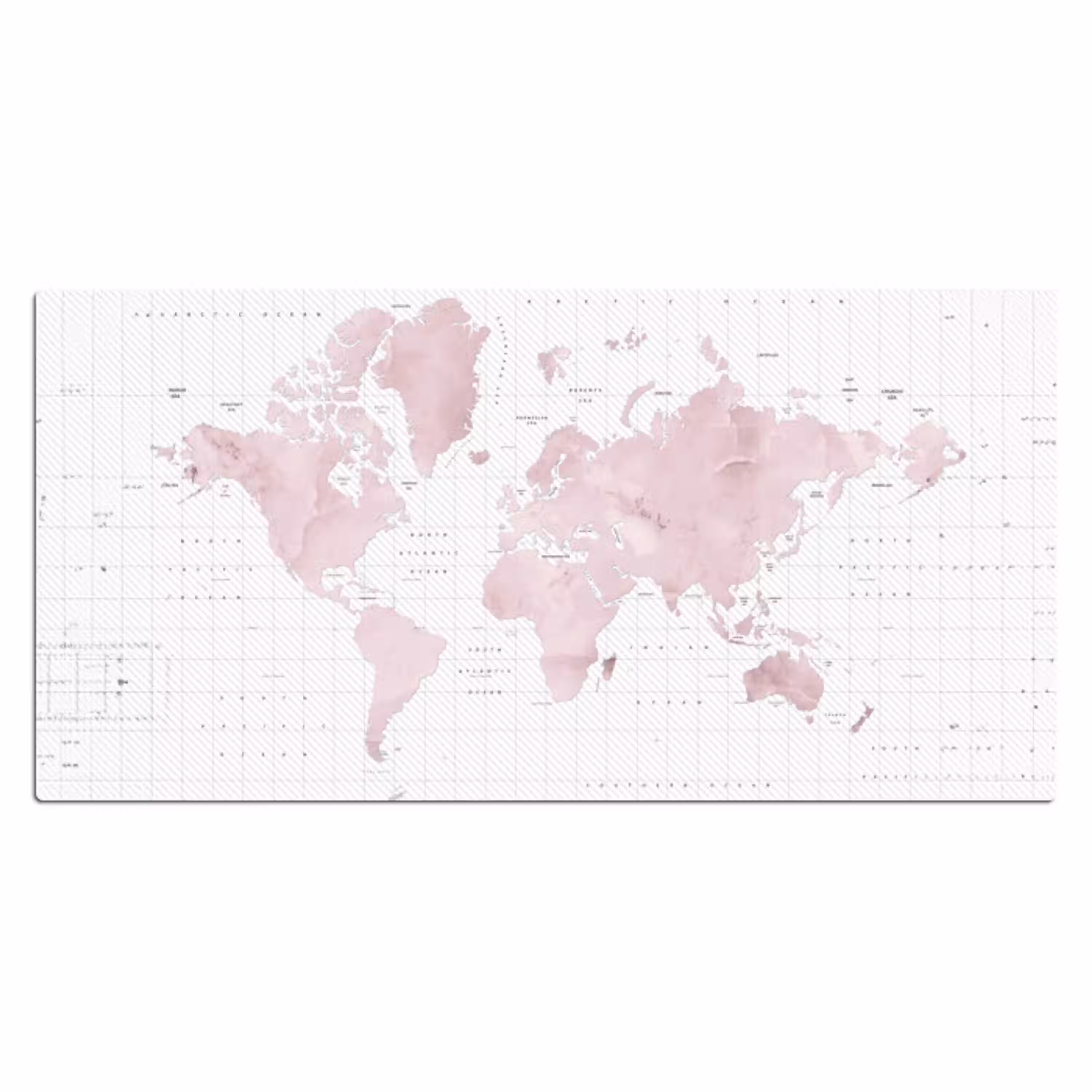 Wereldkaart - Roze - Marmer Muismat XXL klein -3d_leeg