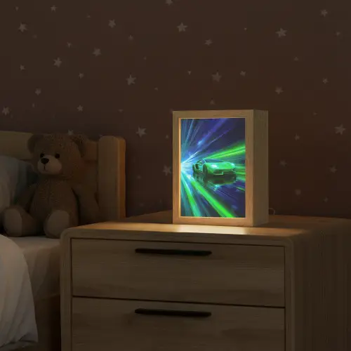 Snelheid - Licht - Sportwagen - Groen Light Box met kabel klein -sfeer1_kind
