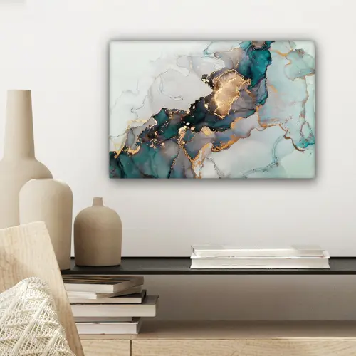 Marmer print - Goud - Blauw canvas 2cm klein -sfeer6