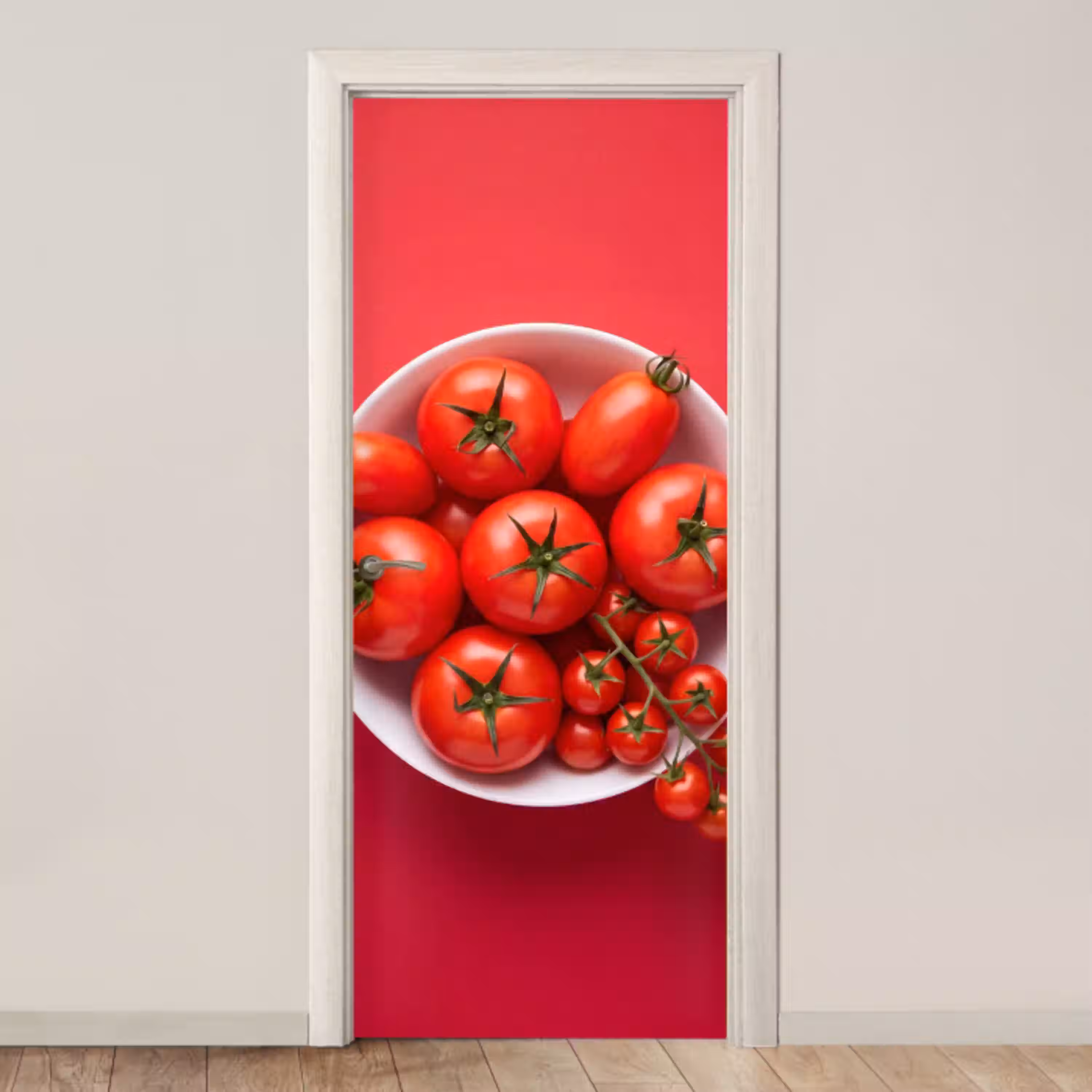 Eten - Kom - Rood deurposter klein -3d_beige
