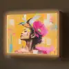 Vogel - Vrouw - Abstract - Bloem Light Box met batterij (Wandlamp) middel -z3d_website