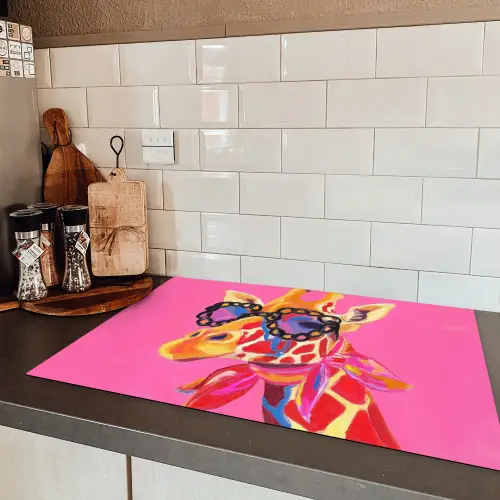 Giraf - Roze - Bril - Sjaal Inductie beschermer vinyl 3mm klein -sfeer3