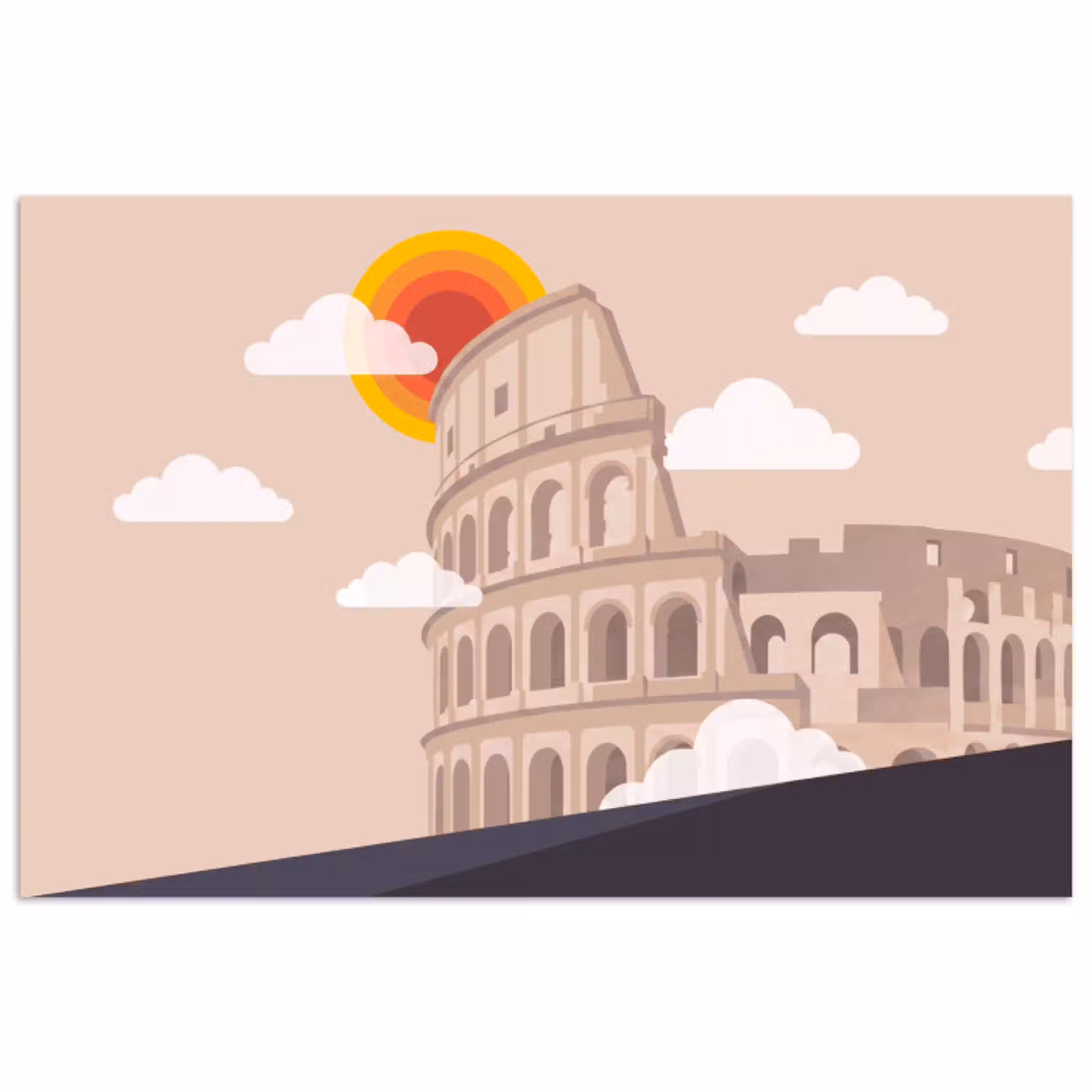 Colosseum - Zonsopgang - Rome - Architectuur - Beige poster papier klein -3d