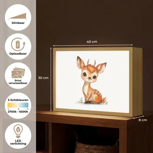 Hert - Baby - Dieren Light Box met batterij (Wandlamp kind) middel -USP_websiteoverzichtNL