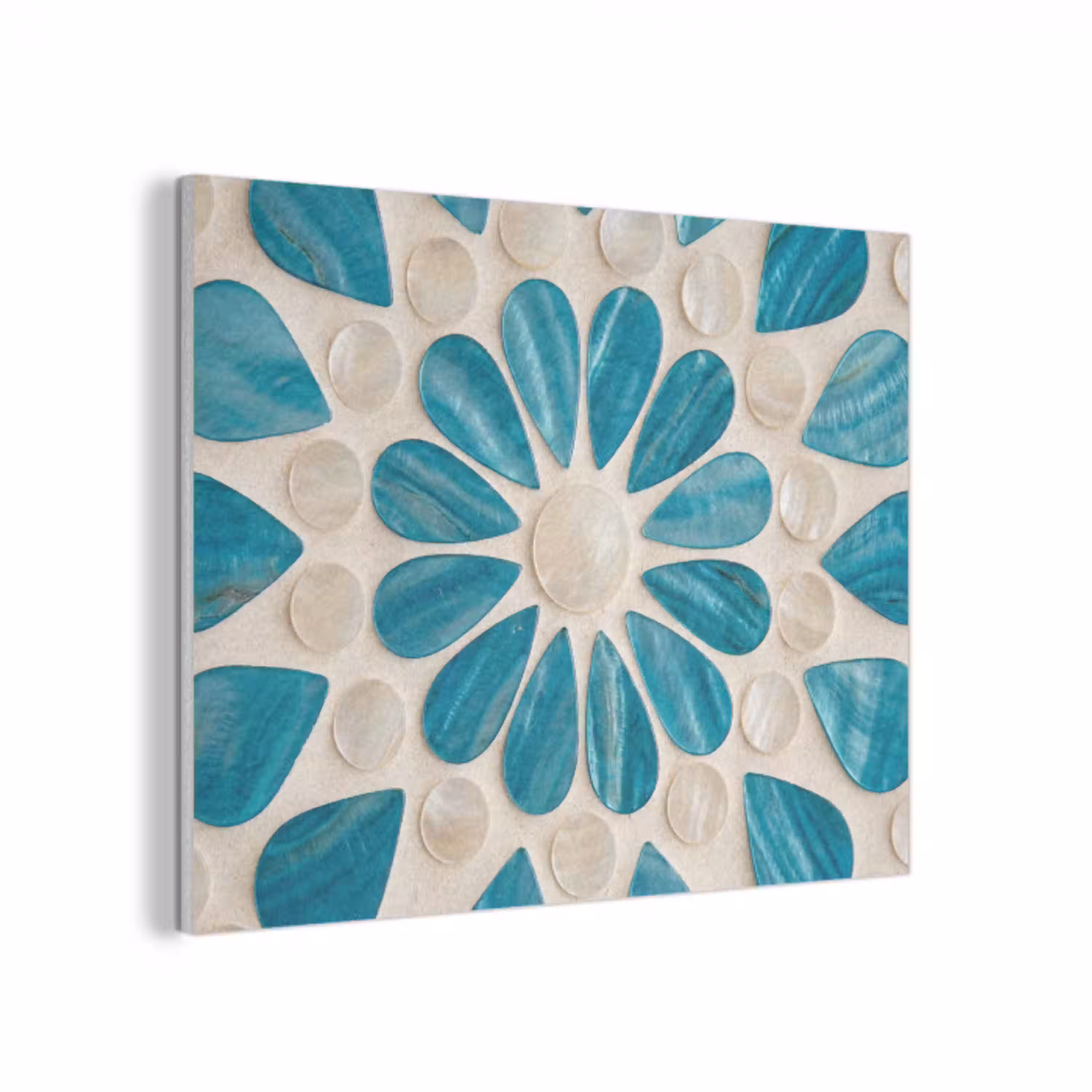 Patroon - Mozaïek - Schelpen - Abstract - Turquoise PET vilt klein -3d